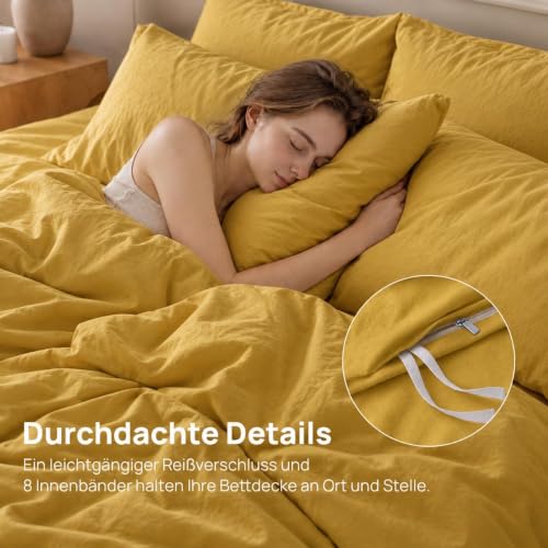 Lanqinglv Bettwäsche 220x240 Gelb aus Mikrofaser für Allergiker – Ansicht 6