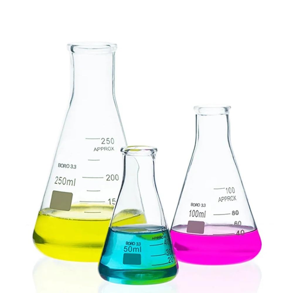 Laborausstattung und -bedarf Labor Großer Erlenmeyerkolben Glas 50ml-2000ml Erlenmeyerbecher
