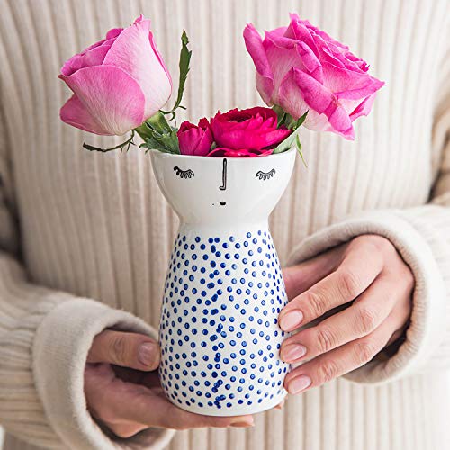 Senliart White Ceramic Vase, Small Flower Vases For Home Décor, 5.9 X 3.2 (Polka Dot) #TOP2