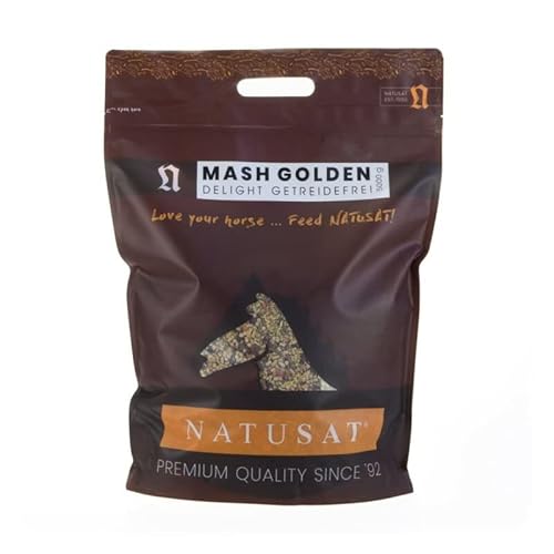 natusat Mash Golden Delight 5000 g - libre de cereales, Montado Forro para caballos - Digestión Cover