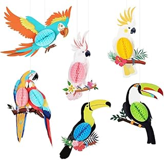 Tropical Birds Decorations Honeycomb Parrots Hawaiian Party Decoration Parrot Cutouts for Luau Party Hanging Decorations