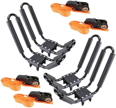 2 Pairs Heavy Duty Kayak Roof Rack,J-Bar Carrier Holder,Set of 4