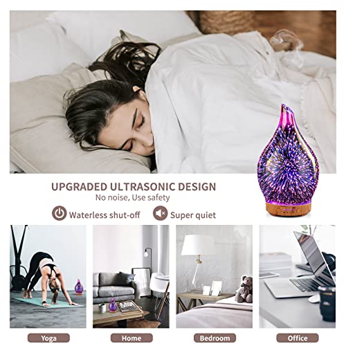 Porseme Essential Oil Diffuser 3D Firework Glass Aromatherapy Ultrasonic Humidifier Rose Gold, Auto Shut-Off, Timer Setting, Bpa Free, Aroma Decoration For Home, Office, Gym, Spa, Premium Gift 100Ml #TOP4