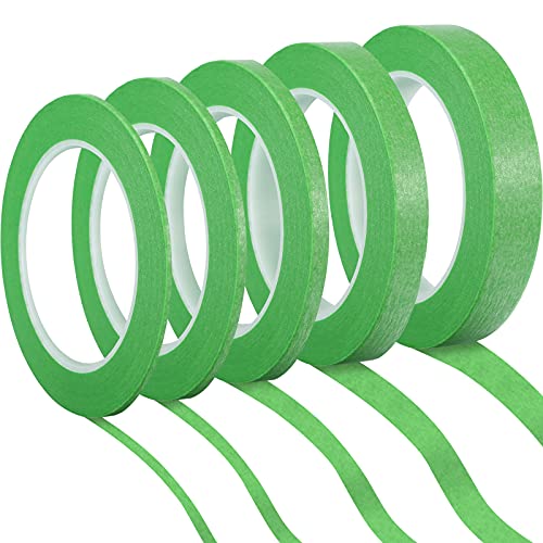 Cornison 5 Rolls Pinstripe Tape 1/16, 1/8, 1/4, 1/2 And 3/4 Inch X 52 Yard Thin Tape Masking Tape Automotive For Diy Car Auto Paint (Green) #TOP4
