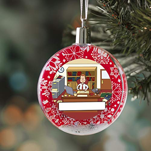PrintedPerfection.com Personalized StoryLine Cartoon Caricature Snow Globe Christmas Ornament: Office, Messy - Male