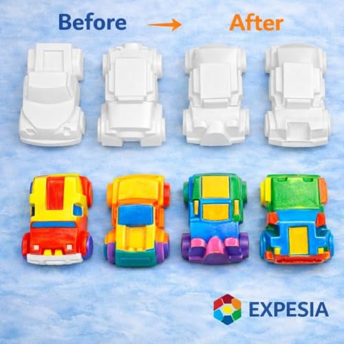 Image of EXPESIA DIY Sports Car Painting Kit for Kids, Plaster Toy Cars, with Paints and Brush, Creative Art and Craft Activity, Ages 3+