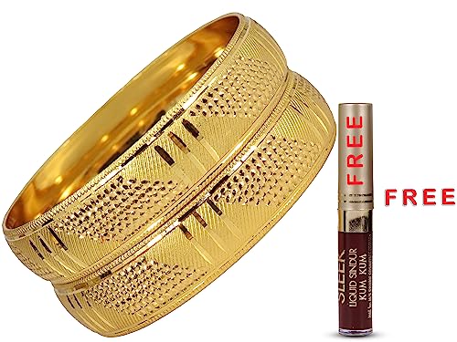 Image of NMII Brass Gold Plated Bangles Set For Women's & Girls (Pack of 2)