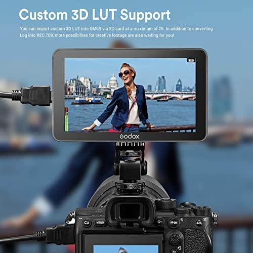 Godox GM6S 4K HDMI Camera Video Monitor, 5.5 Inches Camera Field Monitor,1200nit Ultra Bright IPS HD DSLR Monitor Touch Screen, 1920x1080 Focusing Screen, Support Focus Assist, 3D Luts