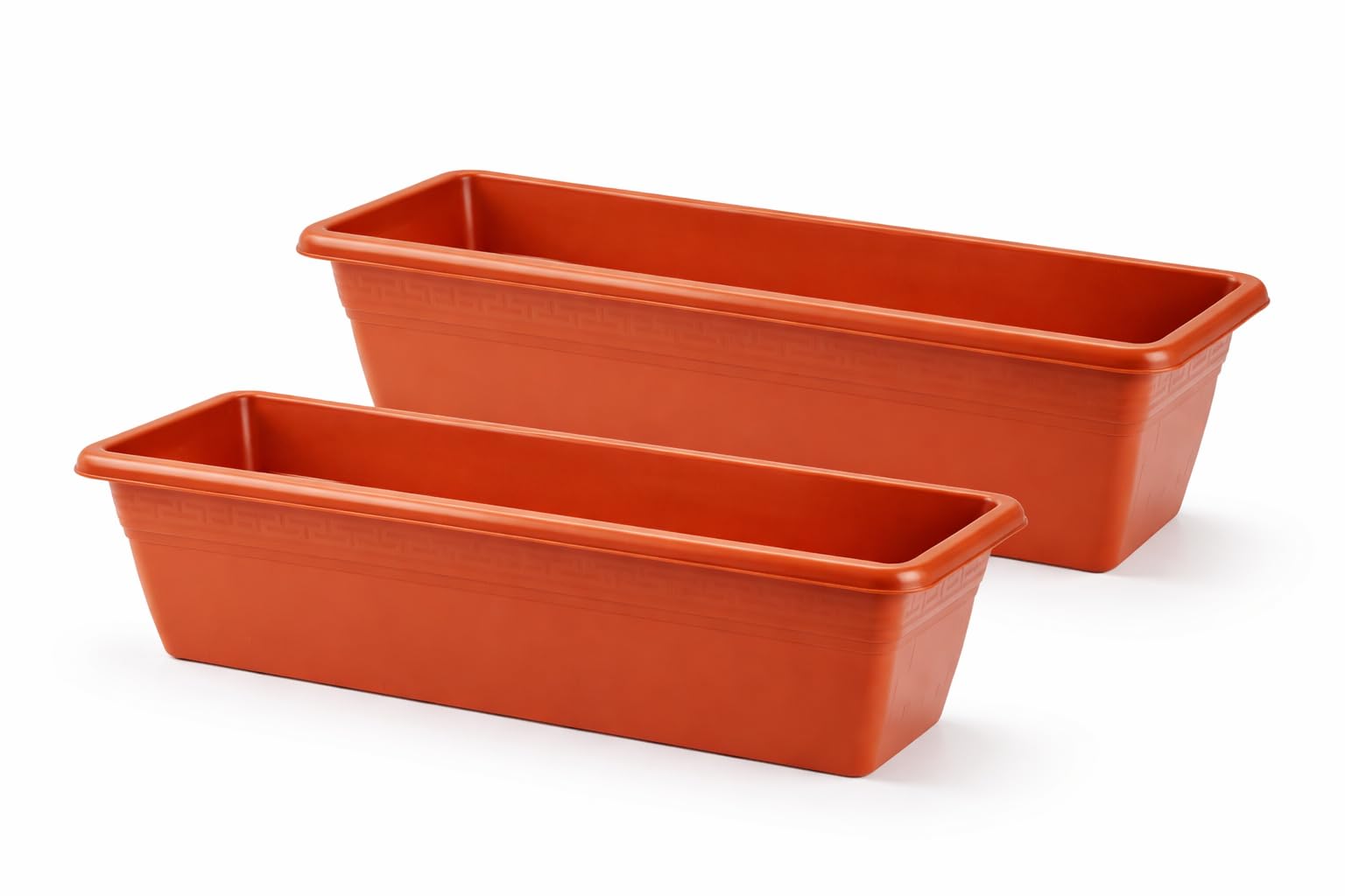 Muddy Hands Terracotta Pack Of 2 - Garden Trough Planters Rectangular Window Box Flower Herb Vegetable Plant Pots Outdoor Balcony Patio Planters (, 50Cm)
