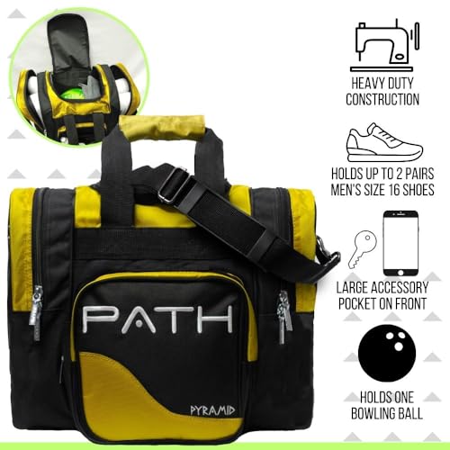 Pyramid Path Pro Deluxe Single Bowling Ball Tote - Holds One Ball, One Pair Shoes Up to Mens 152