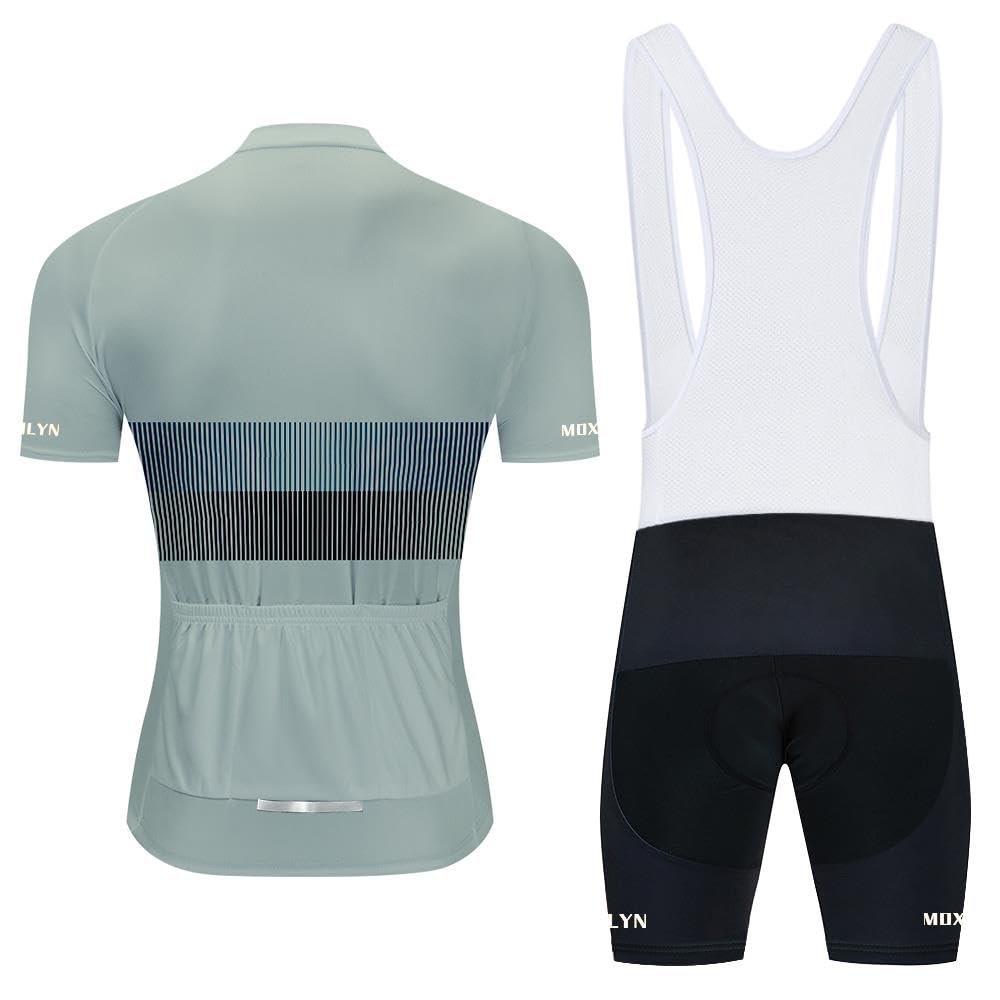 MOXILYN Mens Cycling Jersey MTB Clothes Cycling Kit Bike Shirts and Cycling bibs Short with 20D Gel Pad Biking Clothing Set