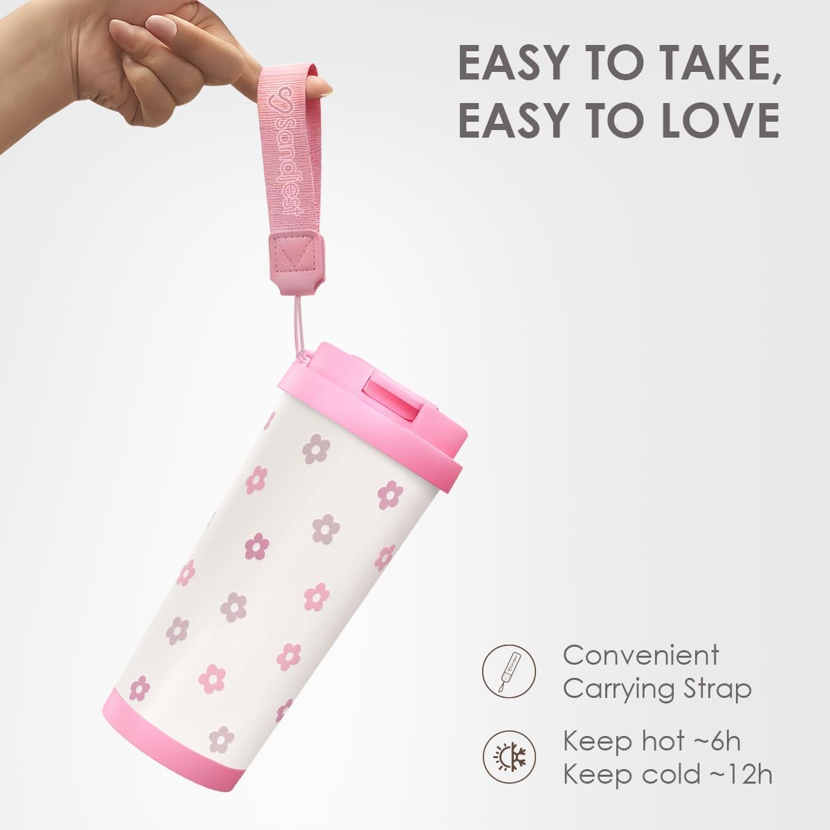 SANDJEST Floral Tumbler - Stainless Steel 2-in-1 Lid Coffee Tumbler 18 oz, Insulated Travel Mug Gift for Women Girls Teen, Birthday Christmas - Image 4