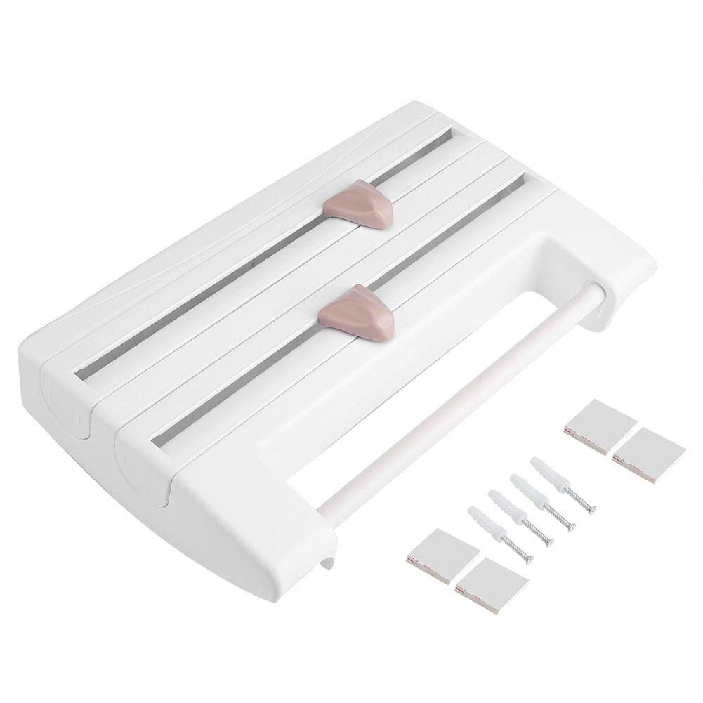 Dispensador de Film y Papel de Aluminio con Cortador - Soporte de Pared para Rollos de Cocina, Organizador rellenable, Blanco