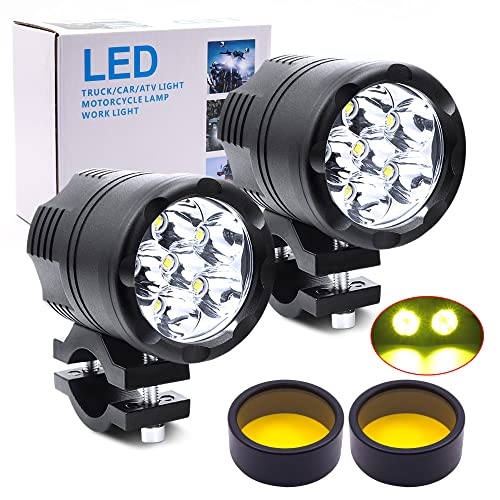 Biqing 60W Phare Moto Feux Additionnels LED, 2Pcs Phares Avant Phares Supplémentaires pour Moto 12V/24V Anti Brouillard Projecteur Spot Avec Couvercle de...