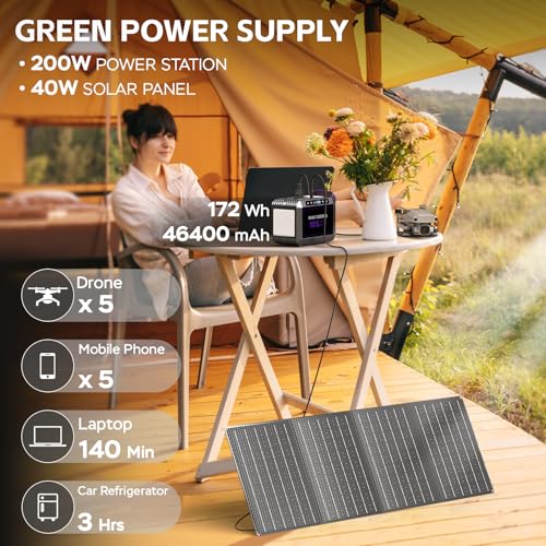 MARBERO 172Wh Solar Generator with Solar Panel Included Portable Power Station 200W with Foldable Solar Panel 40W Set for Camping Outdoor Hiking Fishing Emergency - Image 3