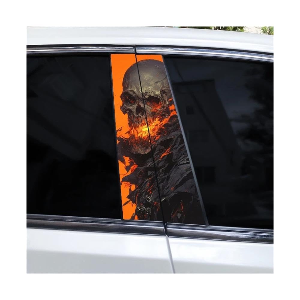 Bertdcx C 2Pcs Horror Stickers Skull Ar Window Pillar Stickers Over Scratch Vinyl Auto Parts(C)