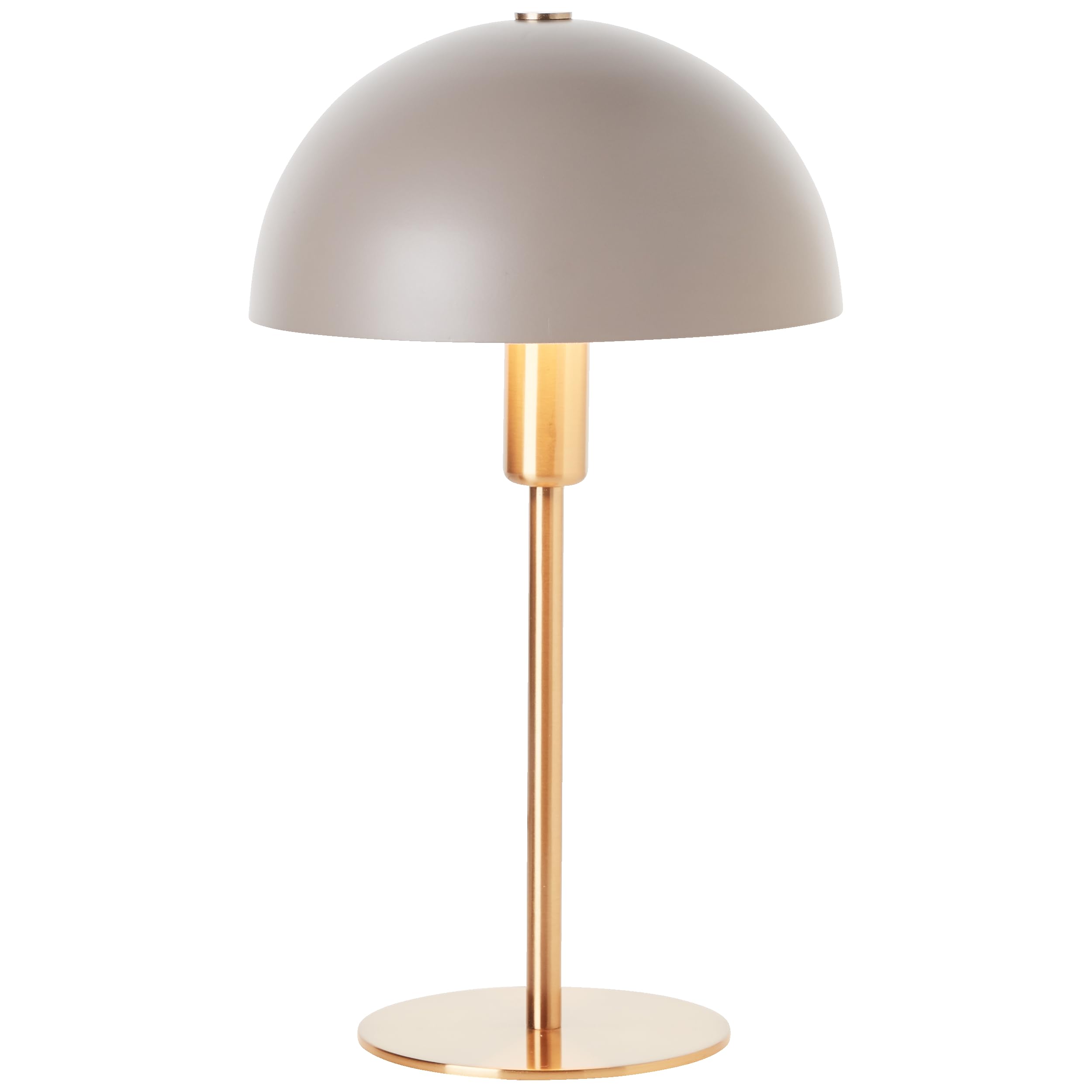 Lightbox Pilz Tischlampe | 36 cm Höhe, Ø 20 cm | Tischleuchte mit Wipp-Schalter | glamouröse LED Lampe als Nachttischlampe für das Schlafzimmer | E14 | aus Metall in Goldfarben/Matt Taupe/Grau