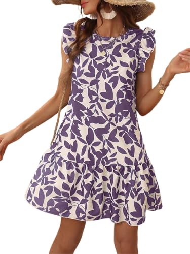 Image of SISKIN Women's 2025 Summer Beach Hobo Ruffle Trim Dresses Sleeveless Flowy Vocation Sun Dress Outfit Woman