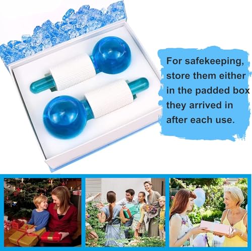 Image of Zuvexa Facial Ice Globe Smart Cool Face Roller Ball | Facial Massage Tools for Neck Eye Circle Reduce | Anti Ageing Wrinkles Soothing Firming Skin Crystal Ice Roller (Pack of 2)