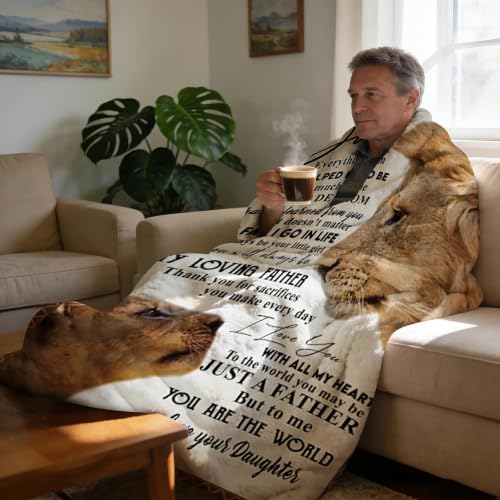 Ivarunner Dad Blanket from Daughter, Father's Day Birthday Gifts from Daughter, to My Dad Lion Throw Blanket for Step New Father, Soft Lightweight Flannel Blanket 60x50 Inch — view 4