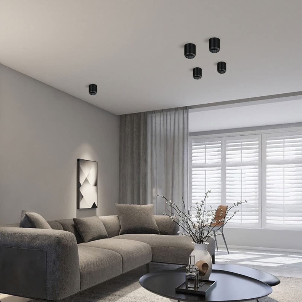 Reflektor Sufitowy Led, Oświetlenie Punktowe, Montaż Powierzchniowy, Oświetlenie Akcentowe Wewnętrzne, M Mini Oprawa Sufitowa, Cylindryczny Aluminiowy Reflektor Do Koryta,Black3500k