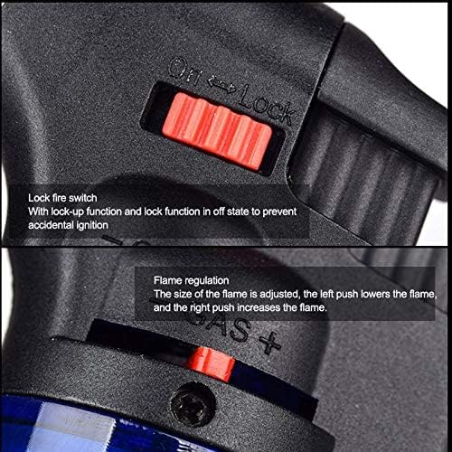 Image of Jet Flame Gas Lighter Windproof, Refillable, Torch Lighter, Adjustable Flame Size, Safety Lock, Clear Fuel Tank for Kitchen, Restaurant, Firework, Camping. Empty Shell.