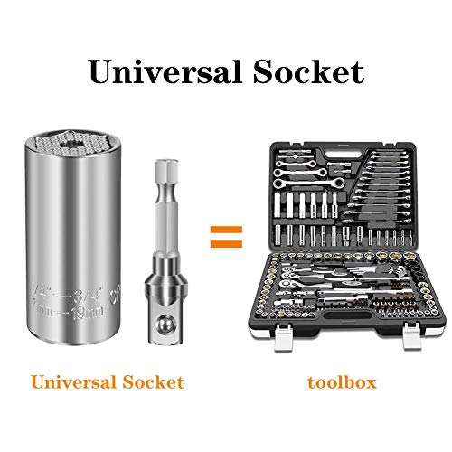 Universal Socket Tools Gifts,7mm-19mm Tool Sets with Power Drill Adapter,Best Christmas Gifts for Men, DIY Handyman, Father/Dad, Husband, Boyfriend, Him, Women