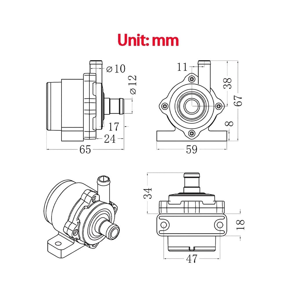 Bomba sumergible con motor sin escobillas DC12V 350~530L/H