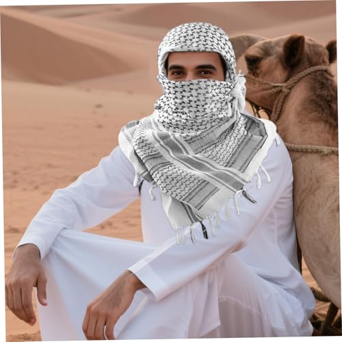 Keffiyeh árabe de algodón con borlas pack de 2 pañuelos para cabeza 3