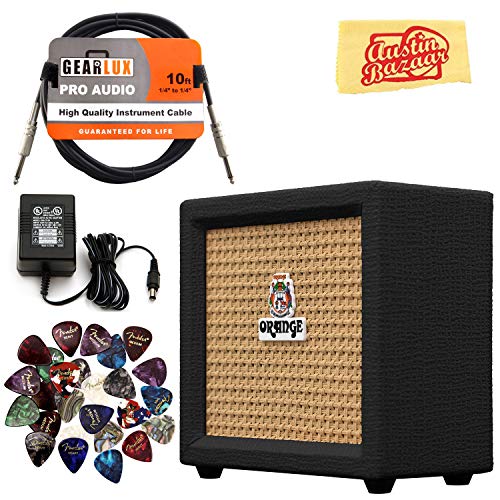 Orange Crush Mini Guitar Combo Amplifier - Black Bundle with Power Supply, Instrument