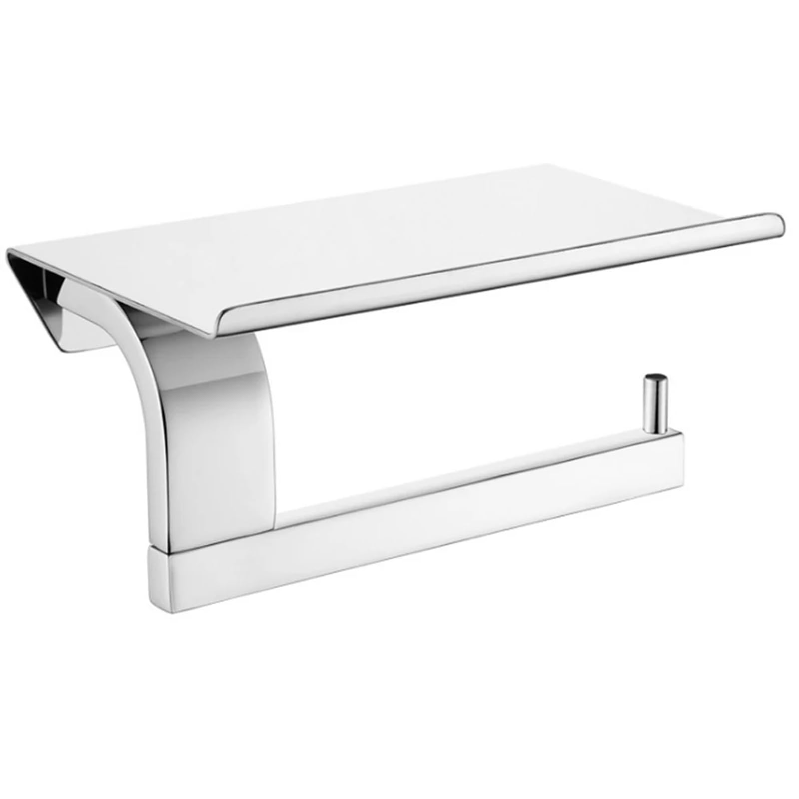 Stały uchwyt na papier toaletowy, Toilet Paper Holder With Shelf Wall Mount Stainless Steel Multicolor(Chrome Polish)