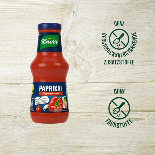 Knorr Paprika Sauce Ungarische Art leckere Grillsauce ohne geschmacksverstärkende Zusatzstoffe und Konservierungsstoffe 250 ml