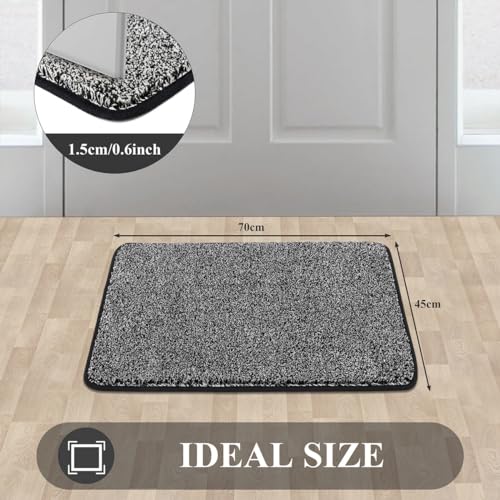 Pauwer Fußmatte Rutschfester Eingangstürmatte Waschbar strapazierfähiger Schmutzfänger Teppich für Eingang, Patio, Flur, Garten, Innen und Außen (45X70cm, Schwarz)