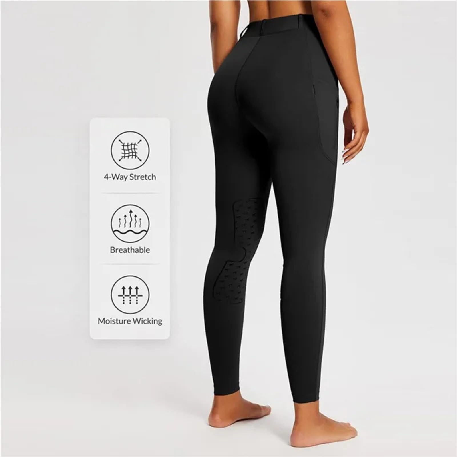 Pantaloni Equitazione Donna Pantaloni da Equitazione Collant equestri in Silicone Tasca con Cerniera Tuta Vita Alta Pancia contratta metà