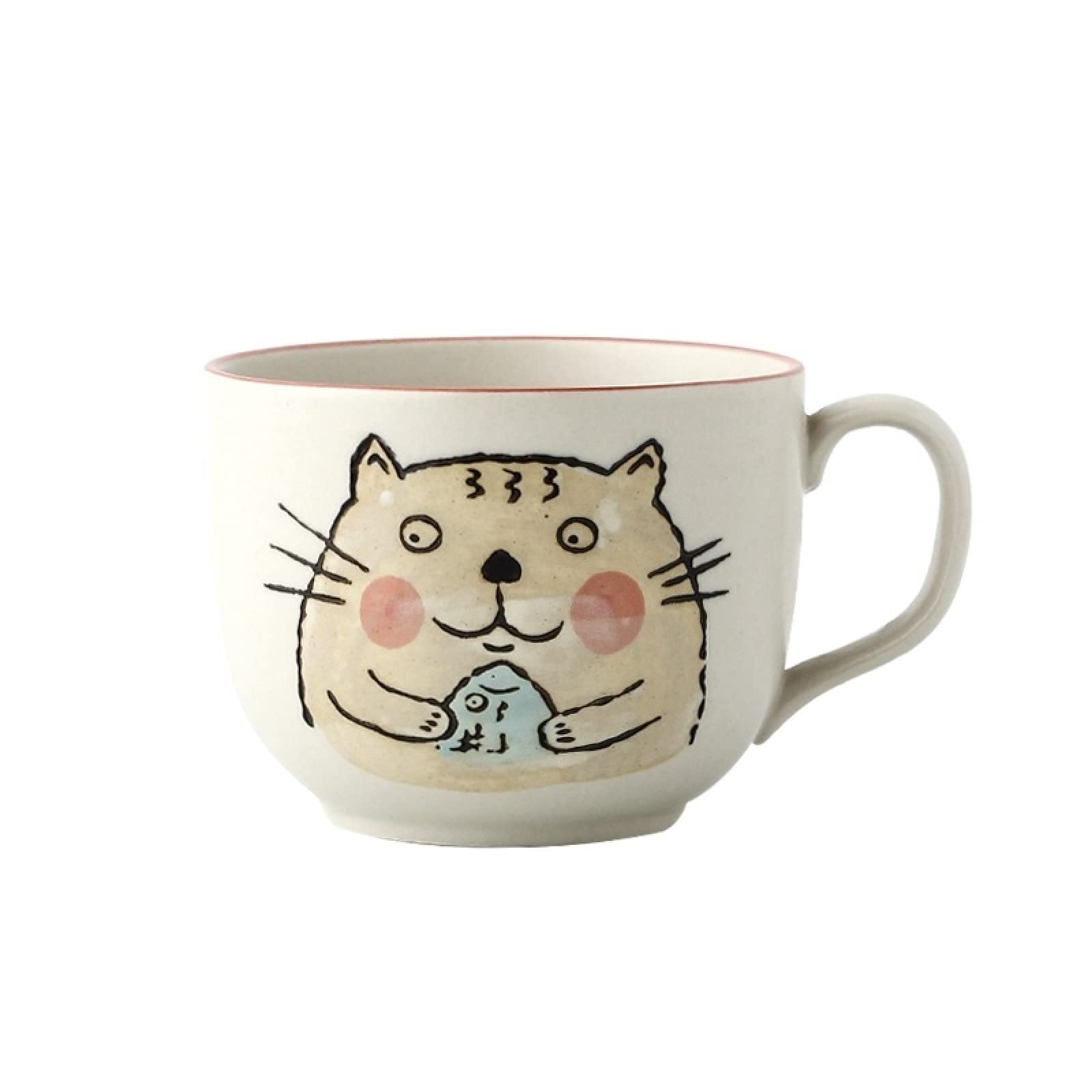 Taza de café de cerámica hecha a mano taza de té de gato de dibujos animados taza de café de cerámica taza de leche de avena regalo de boda para la oficina y el hogar