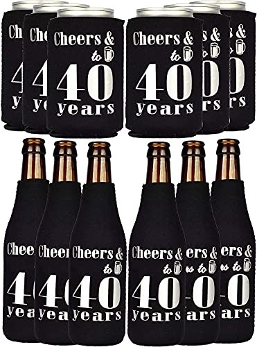 meant2tobe 40th birthday can coolers, black, fits 12 oz to 16 oz cans/bottles, 16 oz capacity, neoprene material, perfect for parties and gatherings