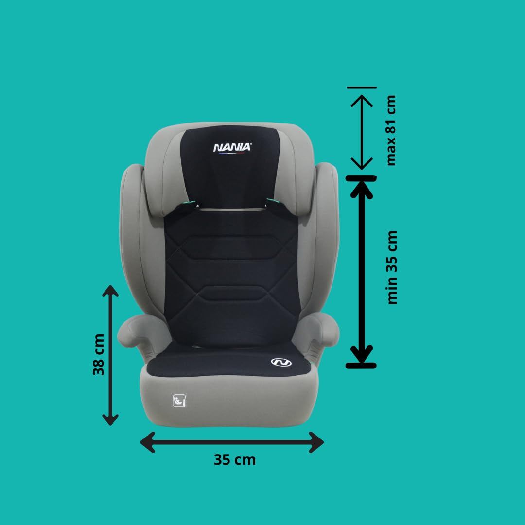 NANIA Bogota, Seggiolino auto 2 in 1, isofix, i-Size, Gruppo 2/3, 100-150 cm, da 4 a 12 anni, protezione laterale, Poggiatesta a 9 Livelli, Fissaggio Isofix o cintura,non reclinabile