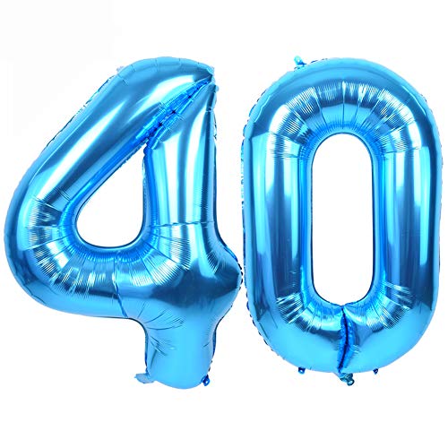 Image of TONIFUL 40 Inch Blue Number 40 Balloon Large Foil 40th Birthday Decorations