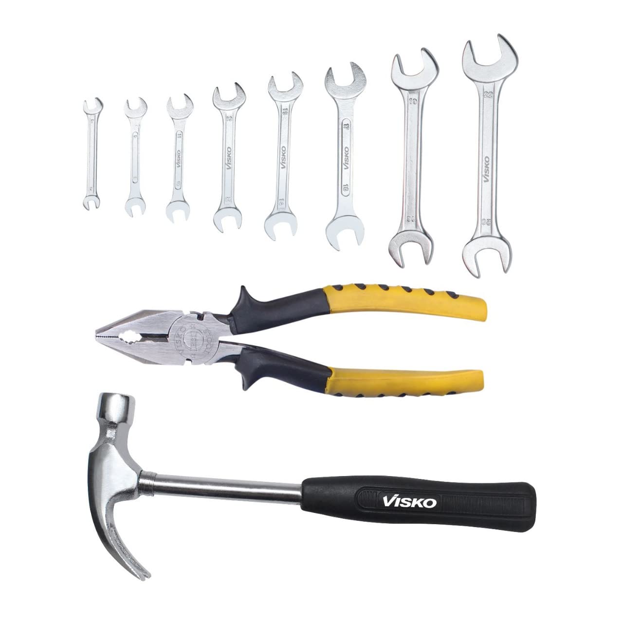 Visko 805 3 Pc Home Tool Kit (1 Claw Hammer, 1 Pack of 8 pcs Spanner & 1 Combination Plier Set) (B016OMFTVW) Amazon Price History, Amazon Price Tracker