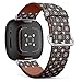 CJBROES Replacement Leather Watch Band, Compatible with Fitbit Versa 3 and Fitbit Sense of Wristband Bracelet Accessory - Retro car Wheel