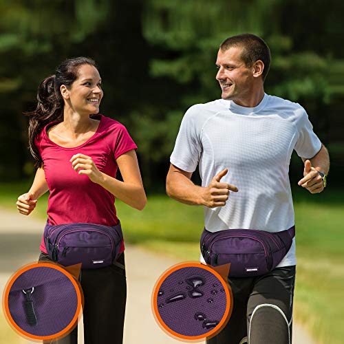 Bumbags voor dames en heren heuptas Fanny Pack met verstelbare elastische band 5 zakken met ritssluiting waterdichte loopbuidel voor honden wandelen, hardlopen, wandelen reizen en buitenactiviteiten, Paars, 26 x 21x 17 cm, - Image 8