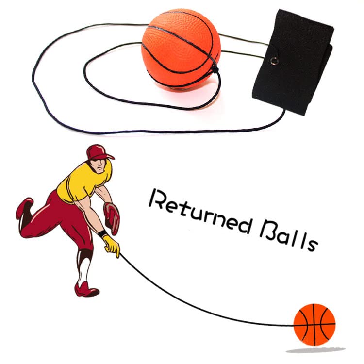 QINGHEC 8 Stück Springball mit Schnur, Ø 6cm Handgelenk Return Ball, Ball mit Gummiband, Sport Spielzeug für Kinder Erwachsen, Fußball, Basketball, Softball, Baseball