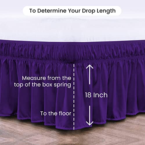 Wrap Around Bed Skirt Purple Cal King Size 18 Inch Tailored Drop, Soft Double Brushed Premium Microfiber, Luxury, Easy To Care Wrinkle/Fade Resistance #TOP1