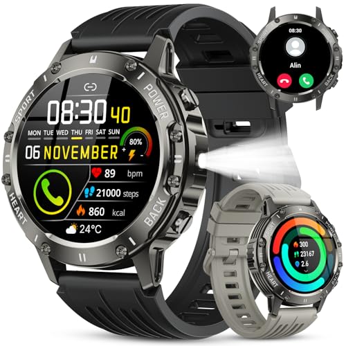 Smart Watch for Men Fitness Tracker: Bluetooth Waterproof Make Answer Call Digital Mens Watches Running Step Pedometer Smartwatch for Android Phones iPhone Samsung Compatible Sleep Heart Rate Monitor