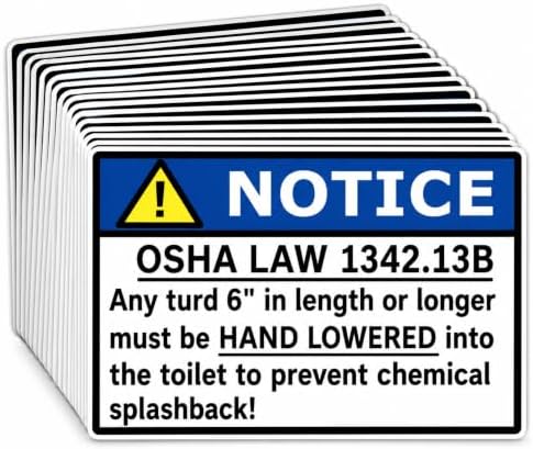 OSHA Law 1342.13B Funny Bathroom Prank Stickers 20 Pack 3.5 x 2 Inch image 4