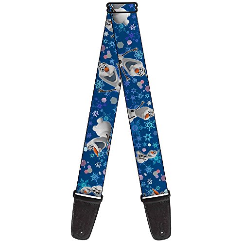 Buckle-Down Guitar Strap - Frozen Olaf Poses/Snowflakes Blues - 2