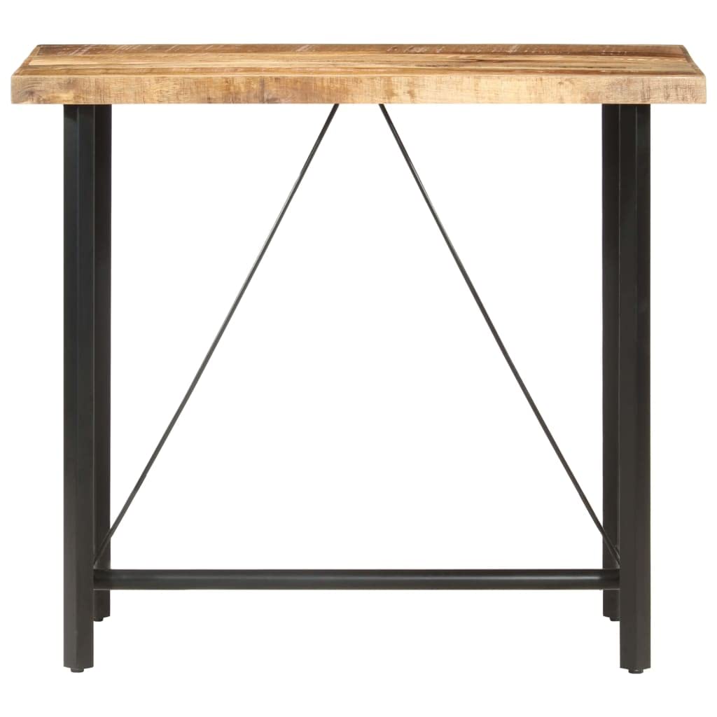 Mesa de bar de 120 x 58 x 107 cm de madera de mango rugosa con patas de hierro con recubrimiento en polvo, robusta mesa alta de aspecto industrial para cocina o comedor, madera dura tropical