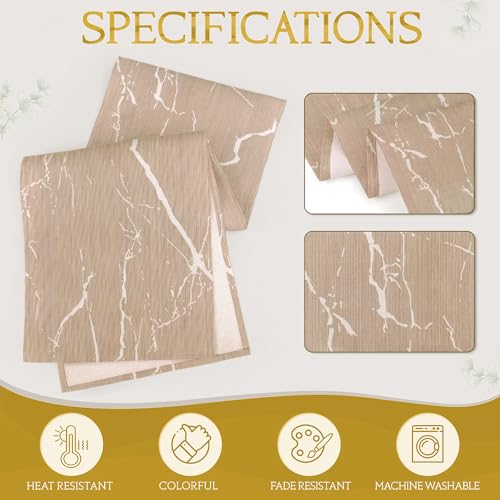 Tischläufer Modern 40x140 Beige Creme Gold Marmor Läufer Tisch Leinen Goldene Textur Rustikale Retro Tischläufer Saisonnal Küche Tisch Dekoration für Esszimmer Drinnen Urlaub Party Dekor