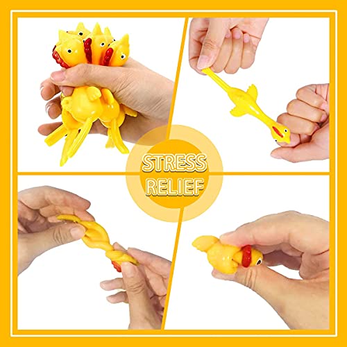 Slingshots Chicken Rubber Chicken 12 Dart Cups Flying Chicken Shooting Games Fidget Toys Stress Relief Finger flingers Stretchy Funny Party Game for Easter’s Day Gift Children Adults