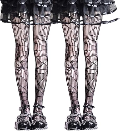 NXITK 2 Pack Goth Tights - Ripped Gothic Tights for Women - Black-2